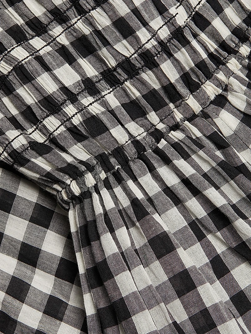 Ischia Gingham Cotton Tie-Waist Midi Dress