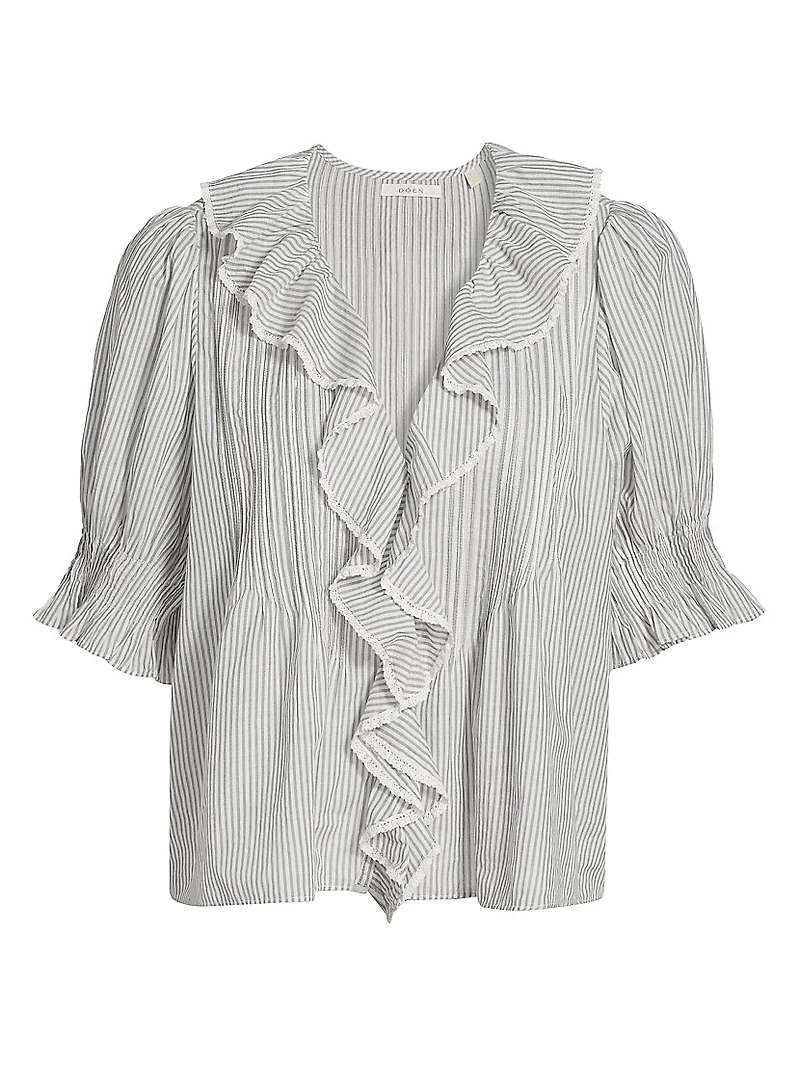 Henri Striped Cotton Puff Sleeve Top