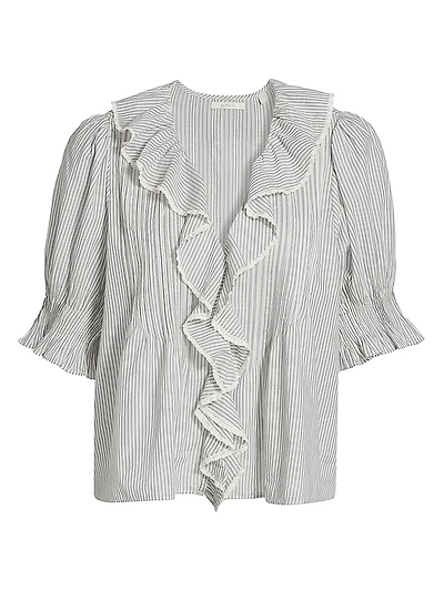 Henri Striped Cotton Puff Sleeve Top