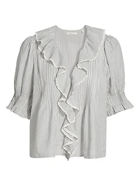 Henri Striped Cotton Puff Sleeve Top