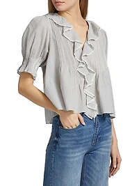 Henri Striped Cotton Puff Sleeve Top