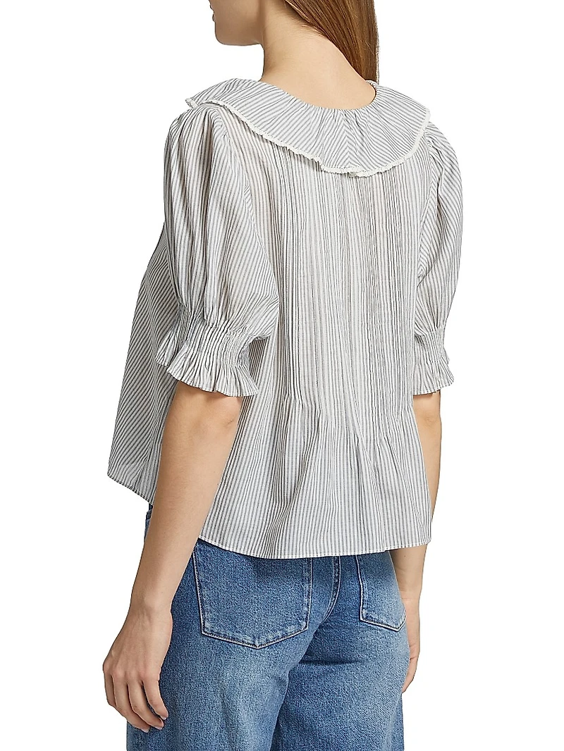 Henri Striped Cotton Puff Sleeve Top