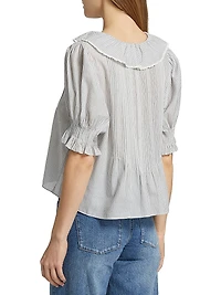 Henri Striped Cotton Puff Sleeve Top