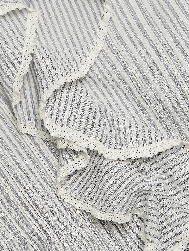 Henri Striped Cotton Puff Sleeve Top