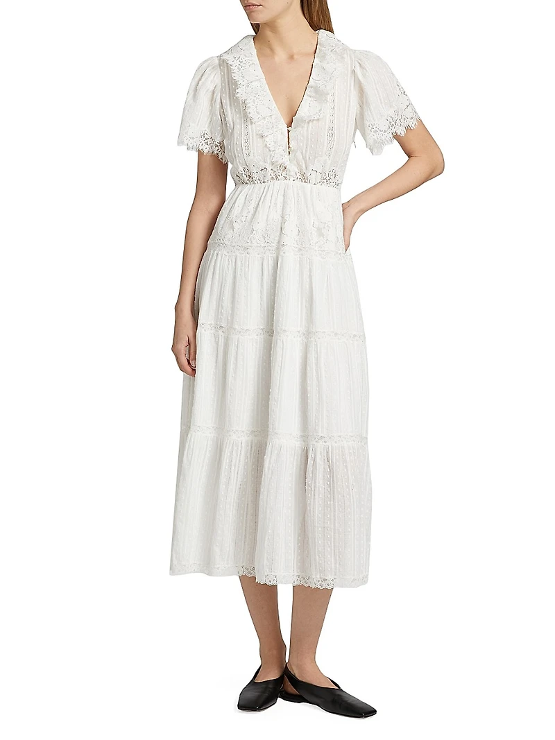 Gabriella Lace Cotton Midi-Dress