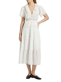 Gabriella Lace Cotton Midi-Dress