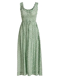 Emmaretta Floral Cotton Tie-Waist Midi Dress