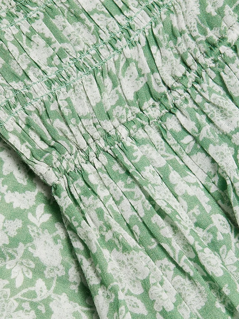 Emmaretta Floral Cotton Tie-Waist Midi Dress