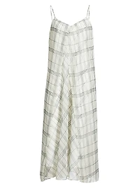 Fenced Plaid Paneled Midi-Dress