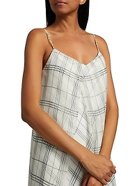 Fenced Plaid Paneled Midi-Dress