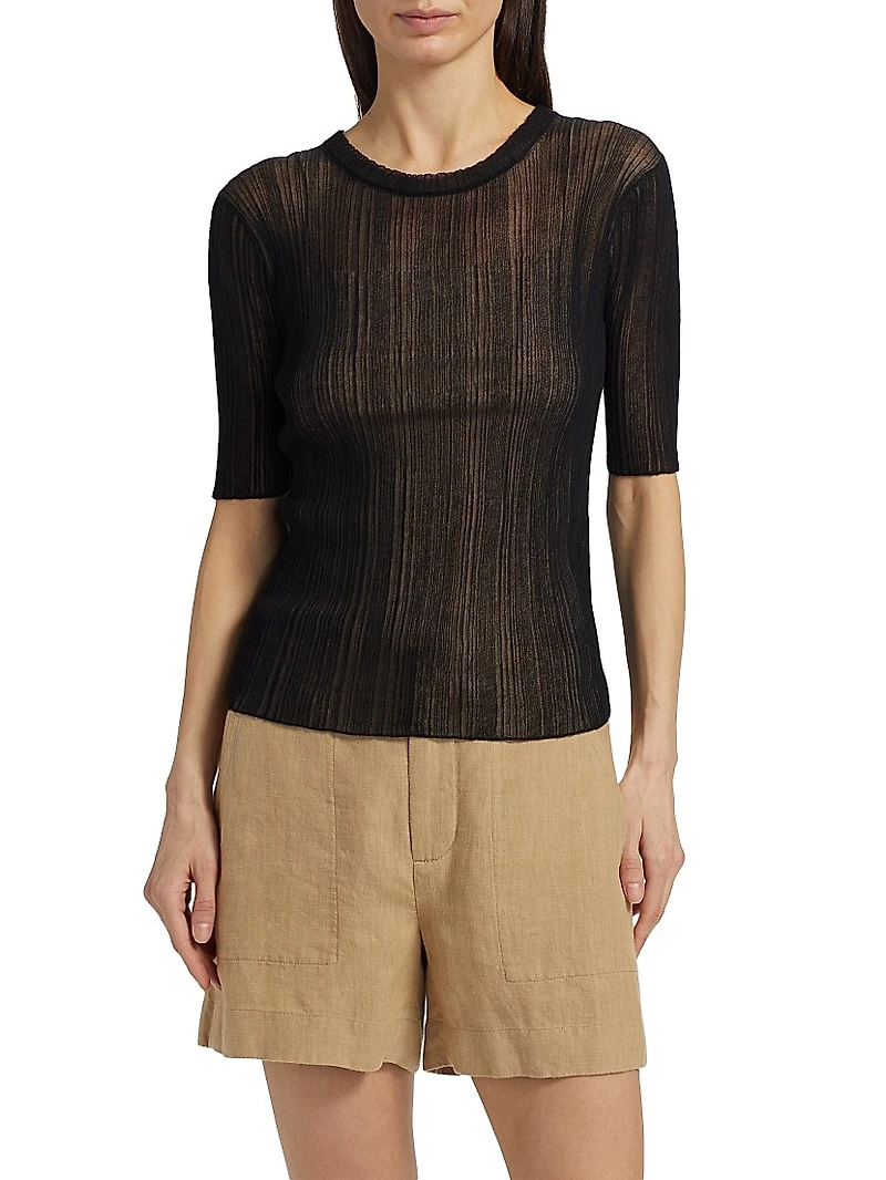 Double Layer Rib-Knit Top