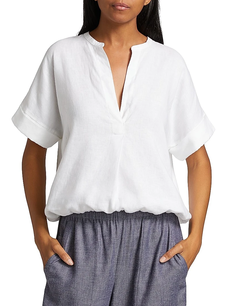 Linen Dolman Short-Sleeve Shirt
