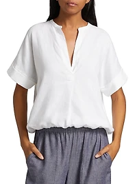 Linen Dolman Short-Sleeve Shirt