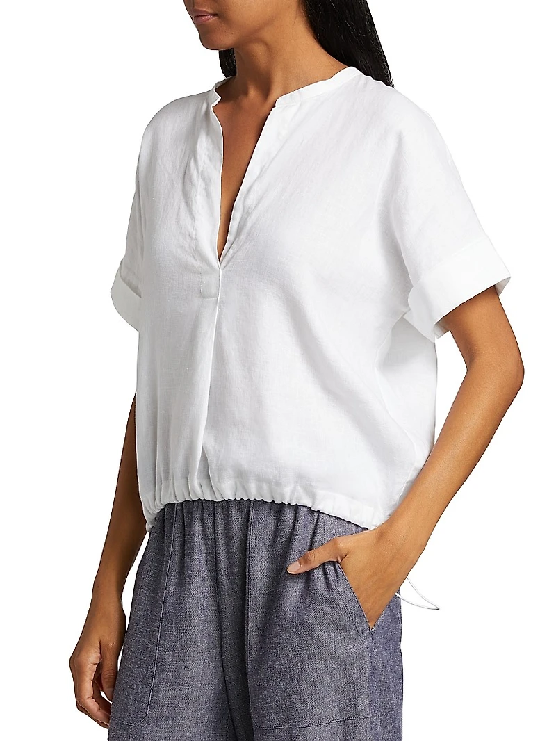 Linen Dolman Short-Sleeve Shirt