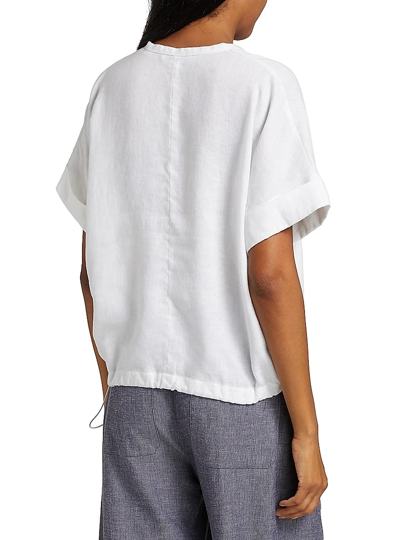 Linen Dolman Short-Sleeve Shirt