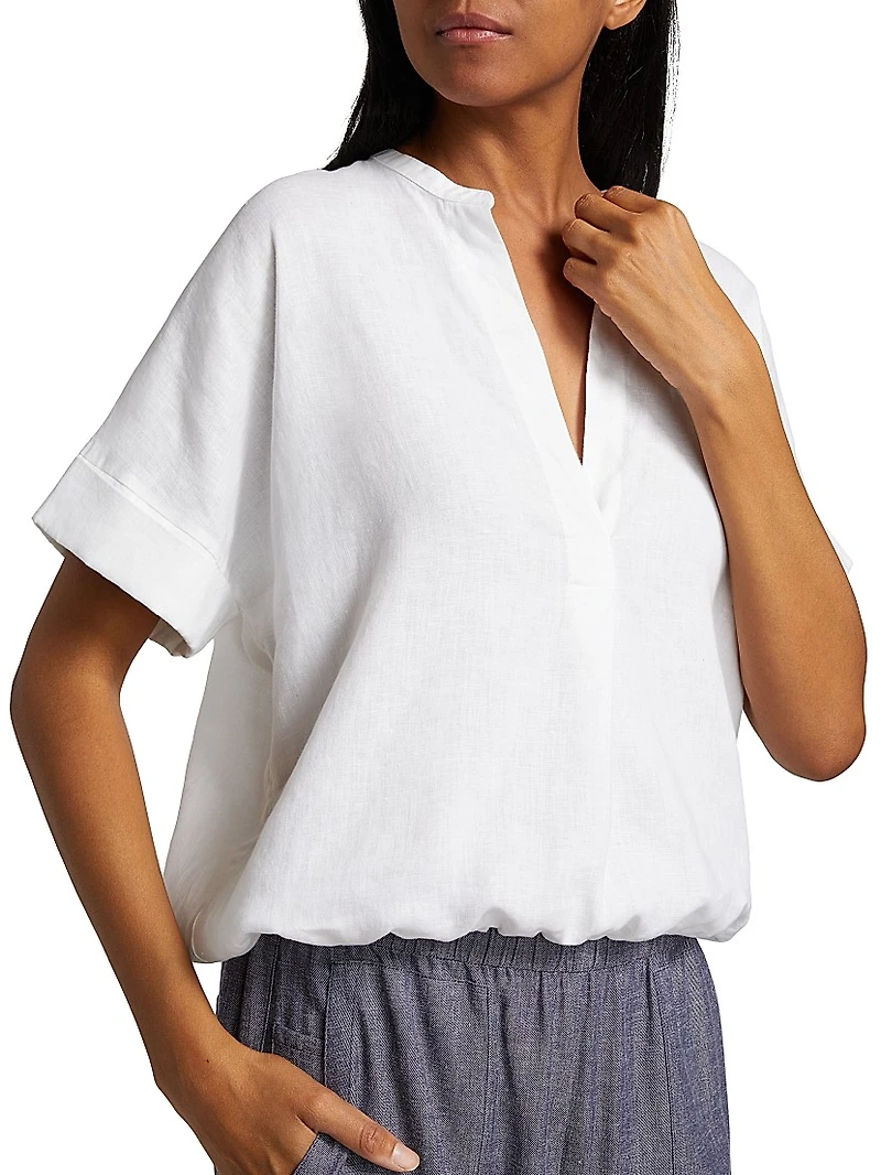 Linen Dolman Short-Sleeve Shirt