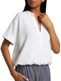 Linen Dolman Short-Sleeve Shirt