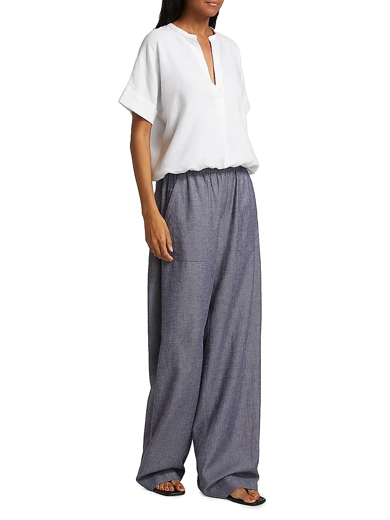 Linen Dolman Short-Sleeve Shirt