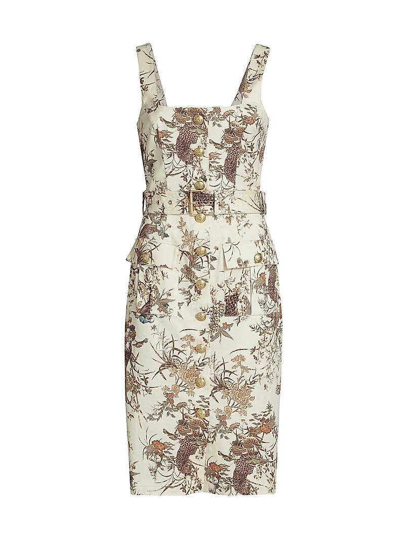 Idy Printed Stretch Cotton Belted Tank Dress