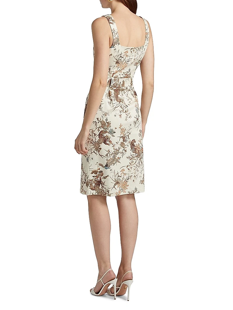 Idy Printed Stretch Cotton Belted Tank Dress