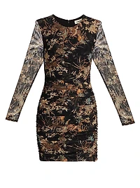 Sunny Printed Stretch Ruched Minidress