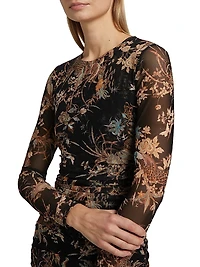 Sunny Printed Stretch Ruched Minidress