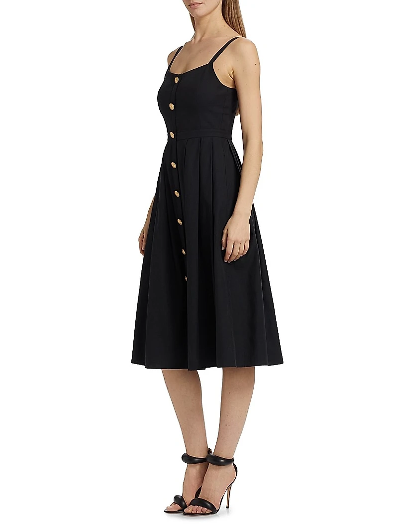 Esmeralda Cotton-Blend Sleeveless Midi-Dress