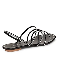Mistica Crystal-Embellished Leather Sandals