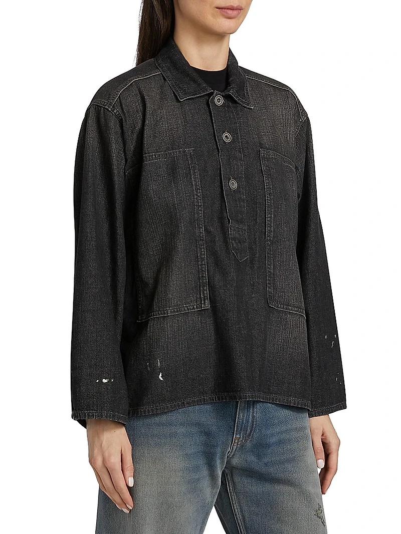 Oversized Denim Pull-Over Shirt