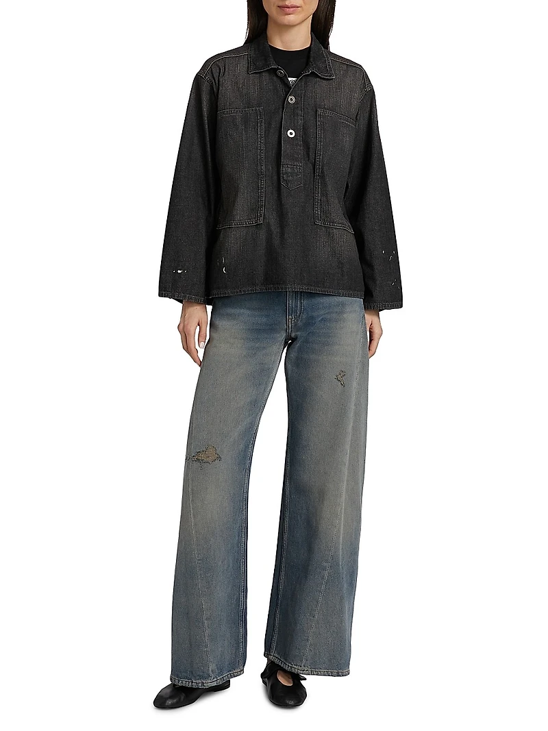 Oversized Denim Pull-Over Shirt