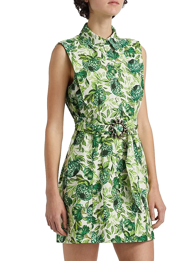Nya Botanical-Print Cotton Minidress