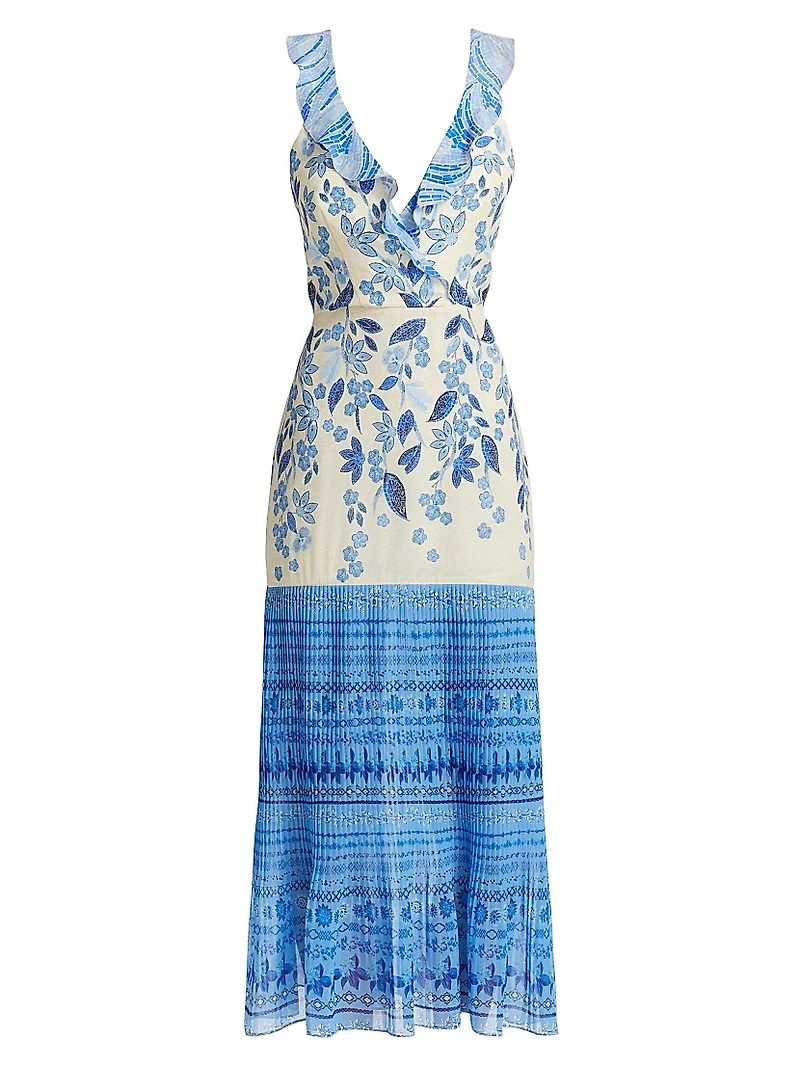 Amy Silk Ruffled Midi-Dress