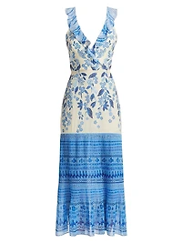 Amy Silk Ruffled Midi-Dress