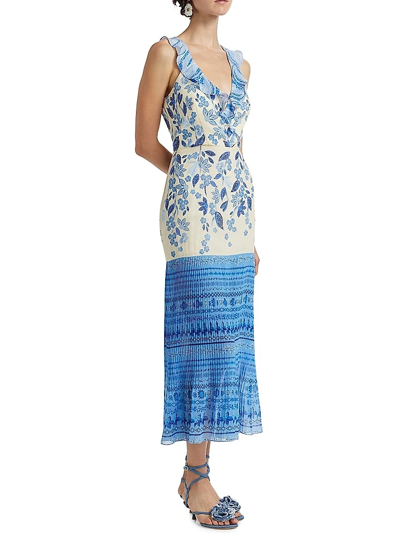 Amy Silk Ruffled Midi-Dress