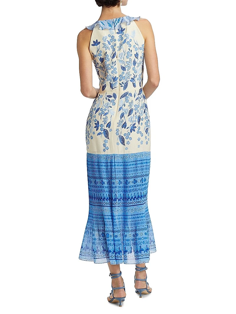 Amy Silk Ruffled Midi-Dress