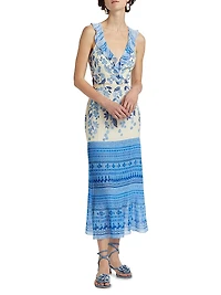 Amy Silk Ruffled Midi-Dress