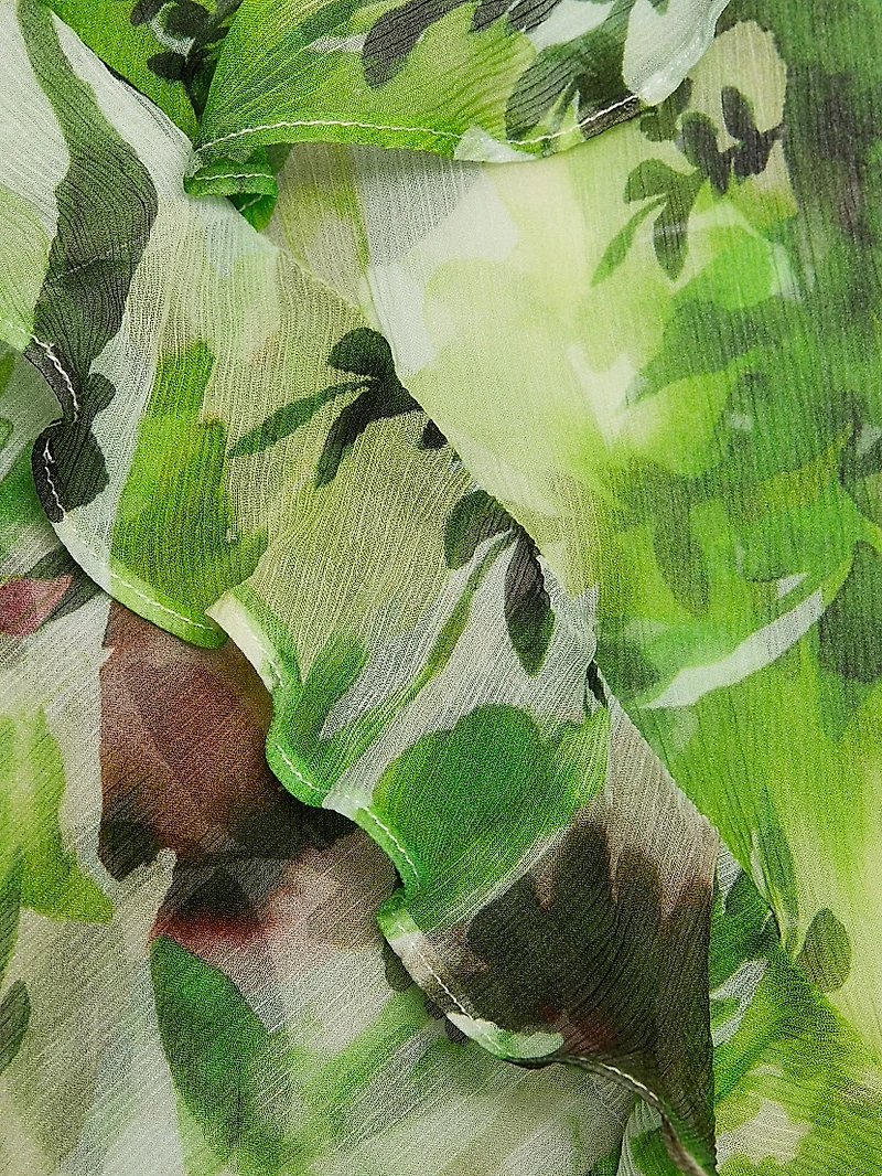 Seema Floral Silk Ruffled Maxi Dress