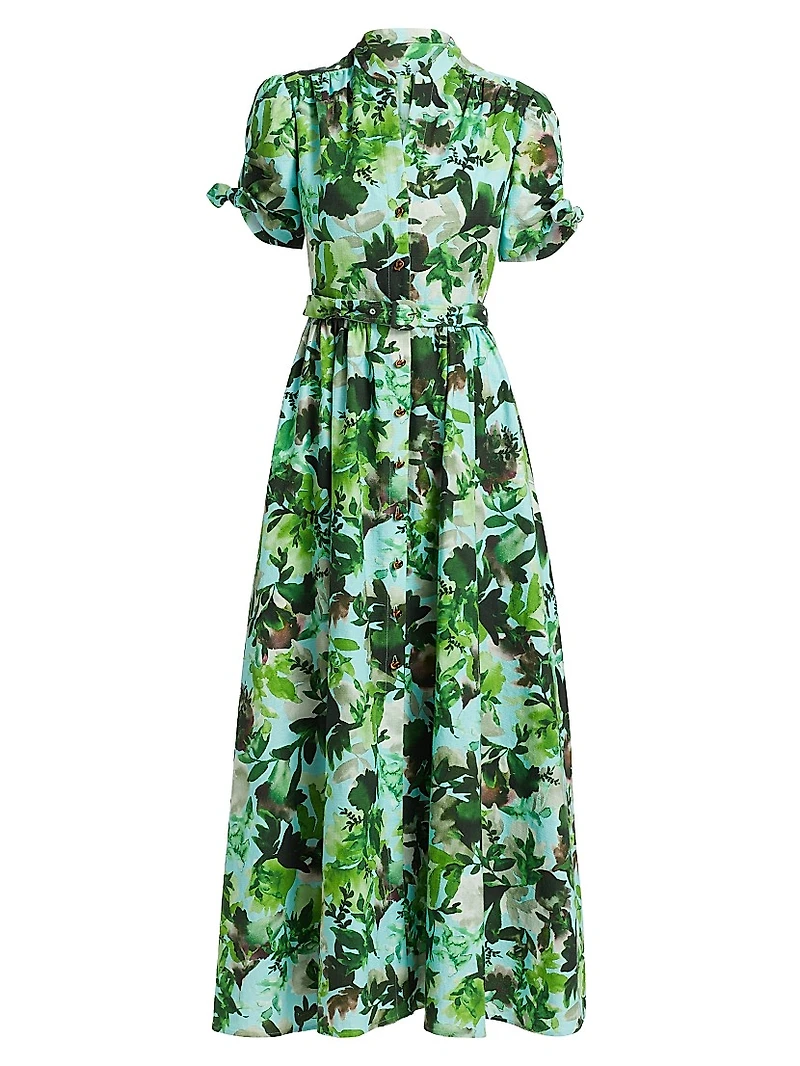 Ena Botanical-Print Cotton Maxi Dress