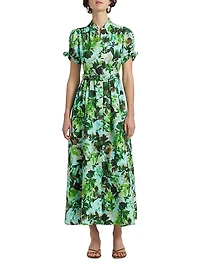 Ena Botanical-Print Cotton Maxi Dress