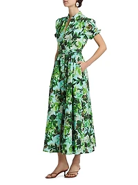 Ena Botanical-Print Cotton Maxi Dress
