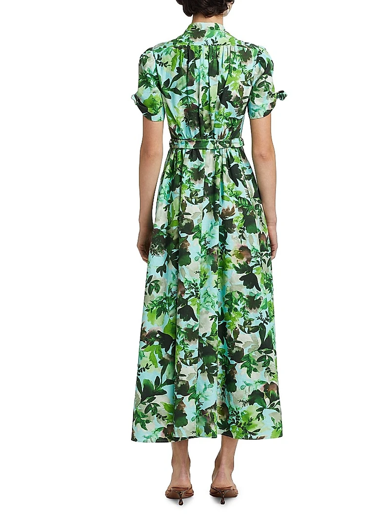 Ena Botanical-Print Cotton Maxi Dress