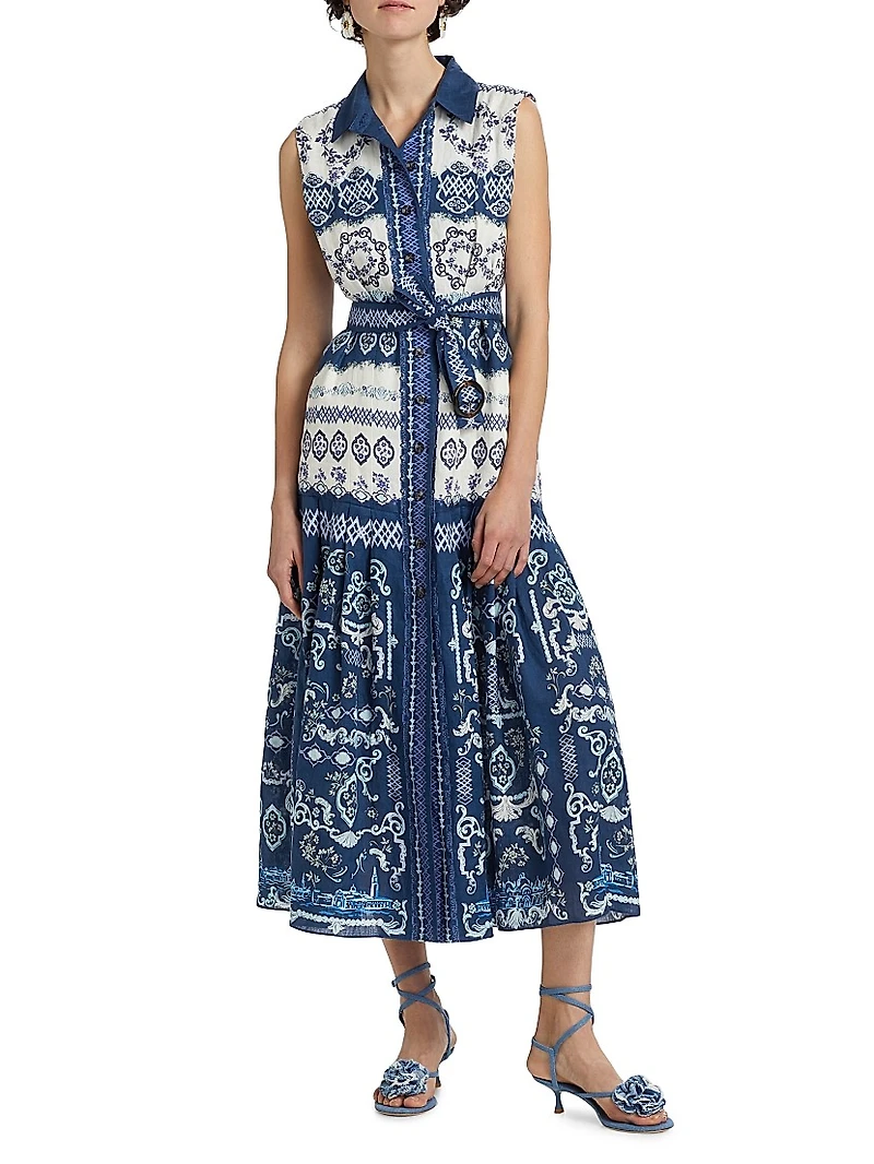 Nya Linen Tie-Waist Maxi Dress