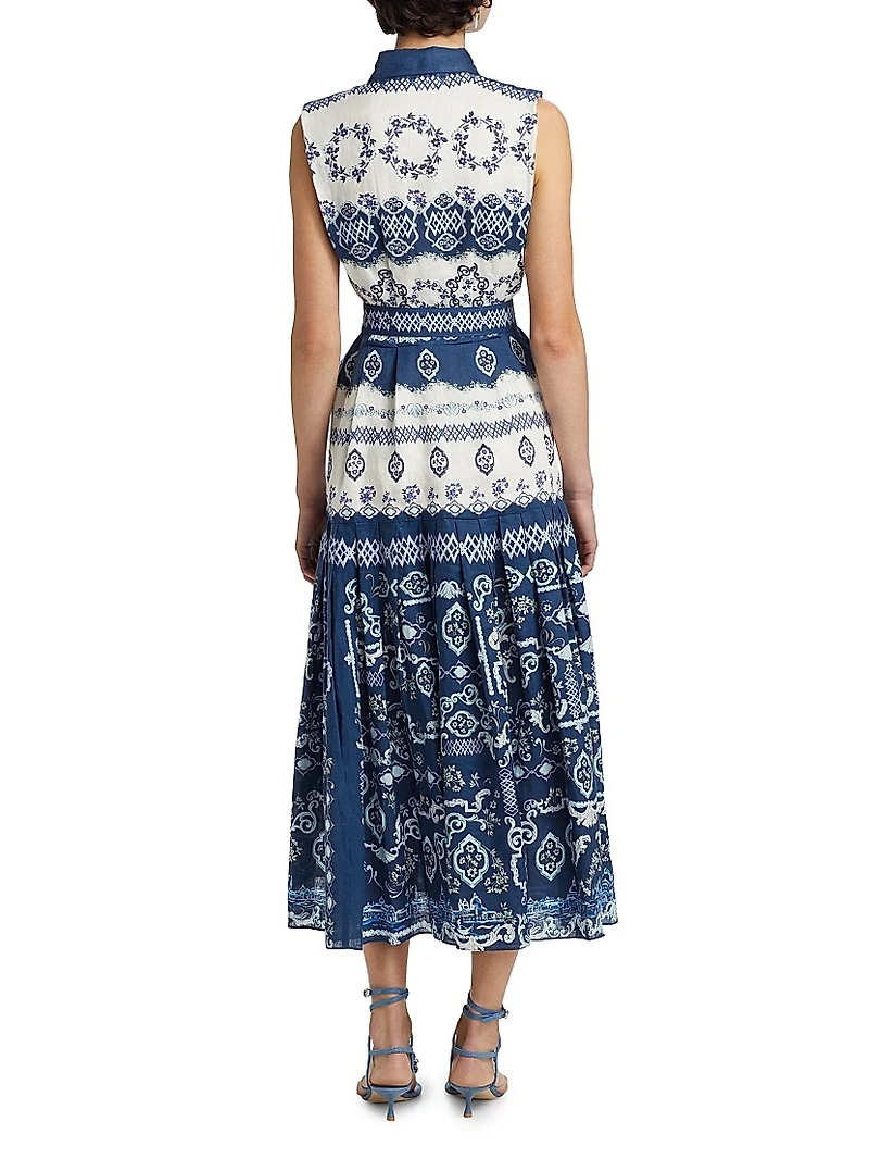 Nya Linen Tie-Waist Maxi Dress