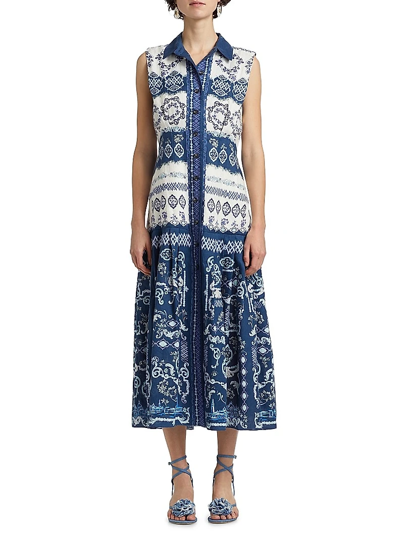 Nya Linen Tie-Waist Maxi Dress
