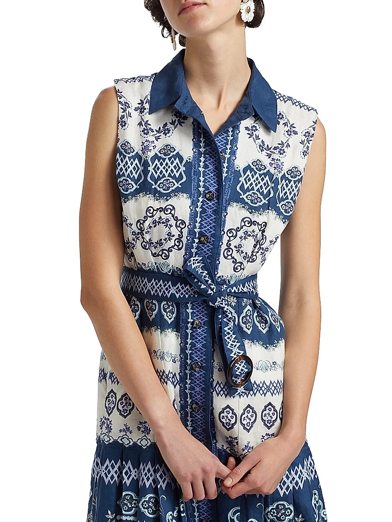 Nya Linen Tie-Waist Maxi Dress