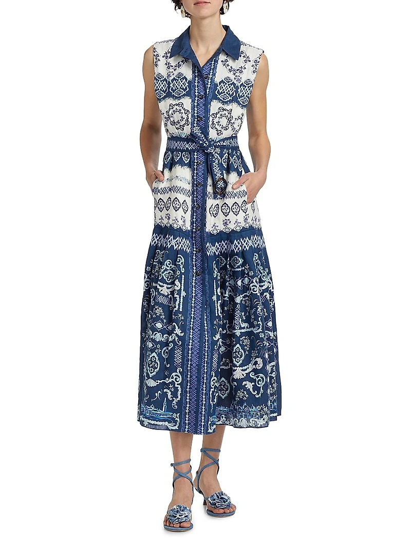 Nya Linen Tie-Waist Maxi Dress