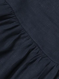 Dalia Puff-Sleeve Linen Midi-Dress