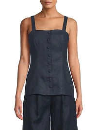 Corbiere Button-Detailed Linen Top
