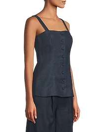 Corbiere Button-Detailed Linen Top