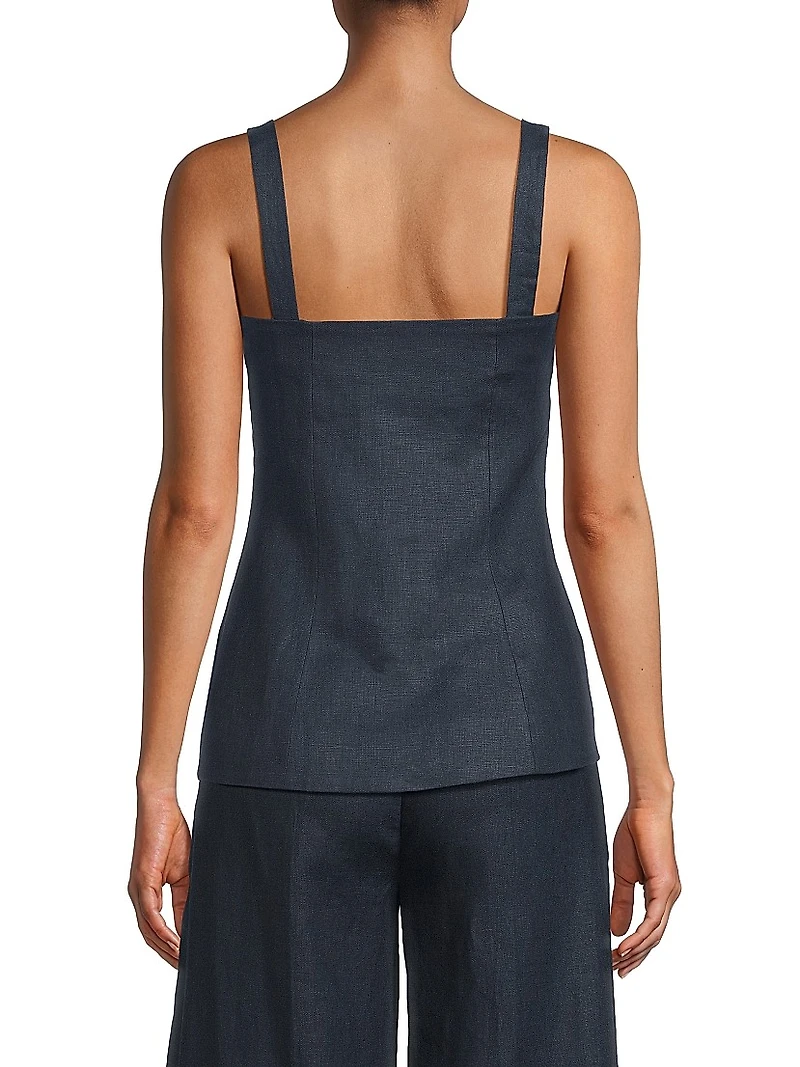 Corbiere Button-Detailed Linen Top